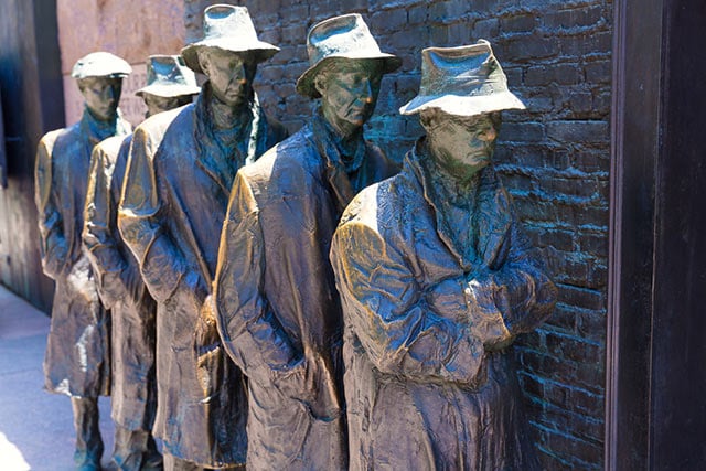 George Segal's Breadline sculpture, part of the Franklin Delano Roosevelt Memorial in Washington, D.C., is a stark reminder of the desperation that defined the Great Depression - a time which conservatives have apparently forgotten.