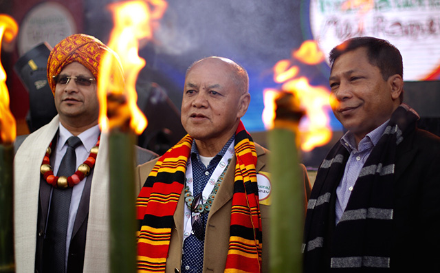  “We need to trust in our wisdom,” said Phrang Roy, Khasi Tribe, India (center in photo). “Today there is growing awareness that indigenous knowledge that had been ignored and marginalized as a primitive knowledge system is something we need to look to, to build a sustainable, fairer system where food security, nutrition and well being of people is held together.” (Photo: Rucha Chitnis) 