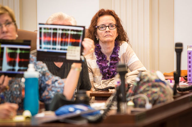 Sara Winsted at a hearing on earthquakes at the State Capitol. (Photo: Julie Dermansky)