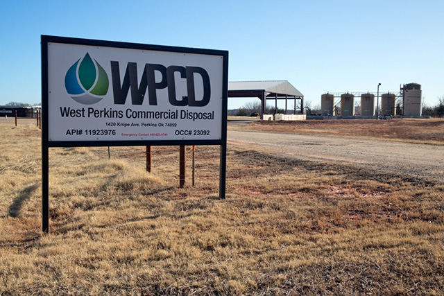 Wastewater injection well site in Perkins, Oklahoma. (Photo: Julie Dermansky)