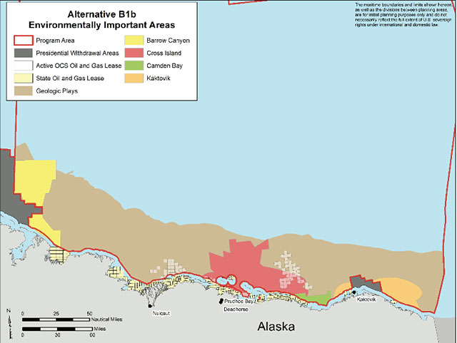  Areas being considered for exclusion from leasing in Beaufort Sea. Nuiqsut is the lower left corner. (Chart: Courtesy Bureau of Ocean Energy Management)