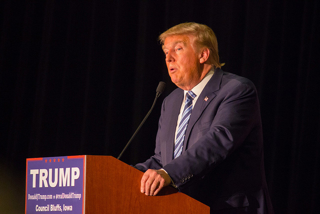 Presidential candidate Donald Trump speaks at the Mid-America Center in Council Bluffs, Iowa. (Photo: Matt A. Johnson)