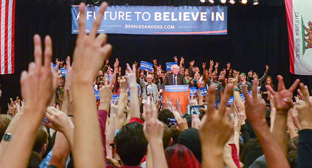 Bernie Sanders speaks at the San Diego Convention Center, March 22. 