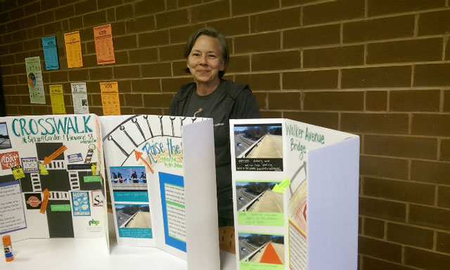 Greensboro resident Kathy Newsom with her project proposal. (Photo: Ken Otterbourg)