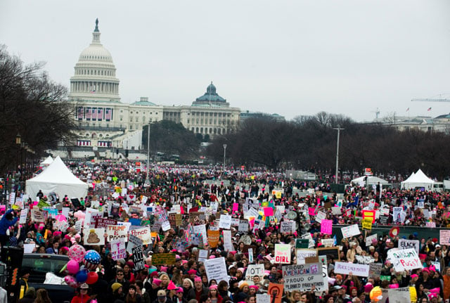 Numbers for the Women's March far exceeded anyone's expected guess, according to the New York Times over 700,000 people took to the streets for the Women's March. (Photo: Zach Roberts) 