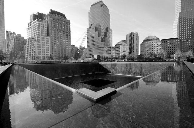 The memorial to the 9/11 attack on the world trade tower in New York City, in a photo taken on December 3, 2011. (Photo: Slgckgc; Edited: LW / TO)