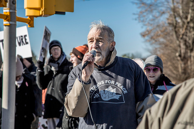 former Army officer and CIA analyst Ray McGovern speaks at the Witness Against Torture protest in Arlington, Virginia, January 10, 2015. (Photo: Justin Norman)