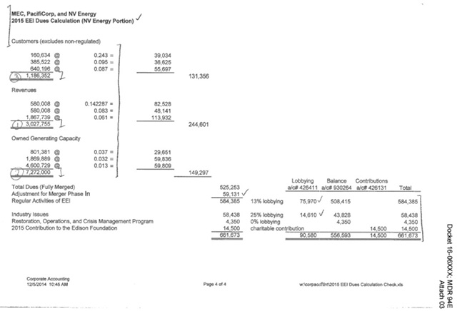 EEI invoice to Berkshire Hathaway Energy from NV Energy’s rate case