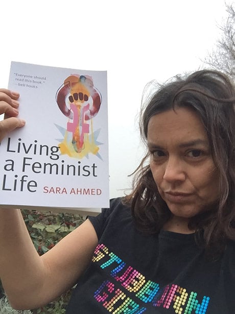 Sara Ahmed with her book. (Credit: Sara Ahmed)