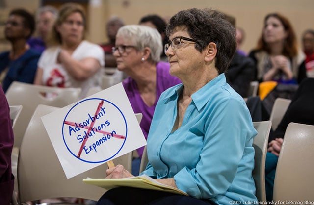 Lydia Haydel at a DEQ permit hearing in St. Gabriel on March 7. (Photo: Julie Dermansky)