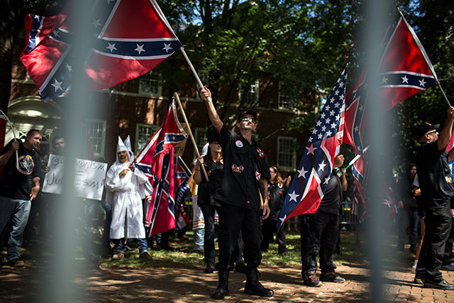 The Ku Klux Klan protests on July 8, 2017 in Charlottesville, Virginia. (Photo: Chet Strange / Getty Images)