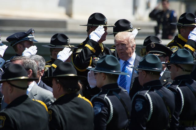 Donald Trump arrives at the 36th Annual National Peace Officers' Memorial Service in Washington, DC, May 15, 2017. (Photo: Office of Public Affairs)