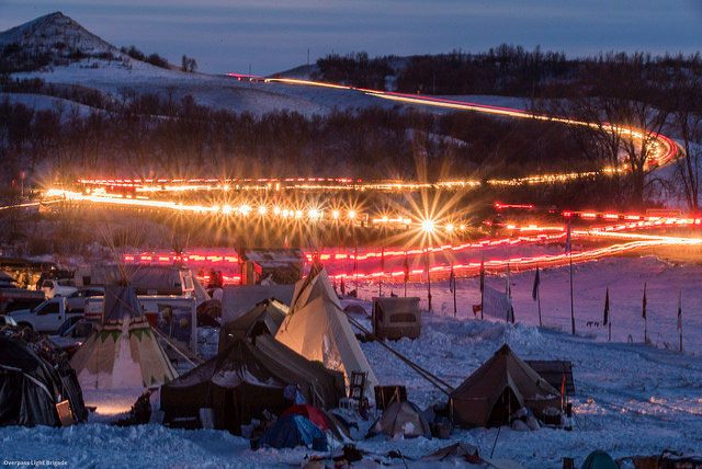 Water protectors stream in and out of the Oceti Sakowin resistance camp at Standing Rock, December 4, 2016.