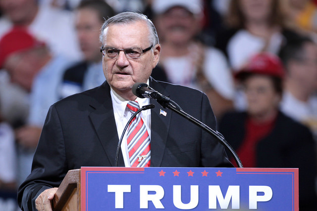 Sheriff Joe Arpaio speaks to supporters of Donald Trump at a rally in Phoenix, Arizona, June 18, 2016. (Photo: Gage Skidmore)
