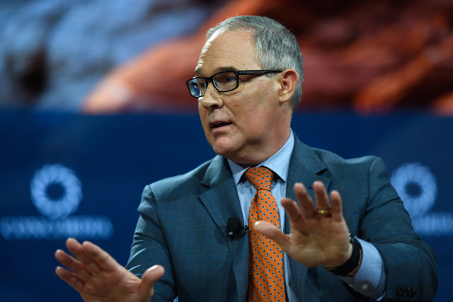 Scott Pruitt, administrator of the EPA, speaks at The 2017 Concordia Annual Summit at Grand Hyatt New York on September 19, 2017 in New York City. (Photo: Riccardo Savi / Getty Images for Concordia Summit)