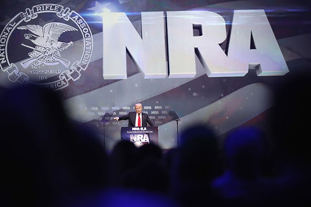 Donald Trump speaks at the National Rifle Association's NRA-ILA Leadership Forum during the NRA Convention at the Kentucky Exposition Center on May 20, 2016, in Louisville, Kentucky. (Photo: Scott Olson / Getty Images)